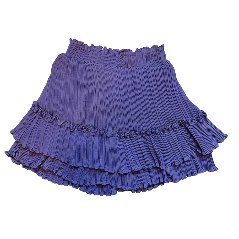 Robertson + Rodeo Purple Tiered Ruffle Micro Pleated Mini Skirt Y20379 Womens S